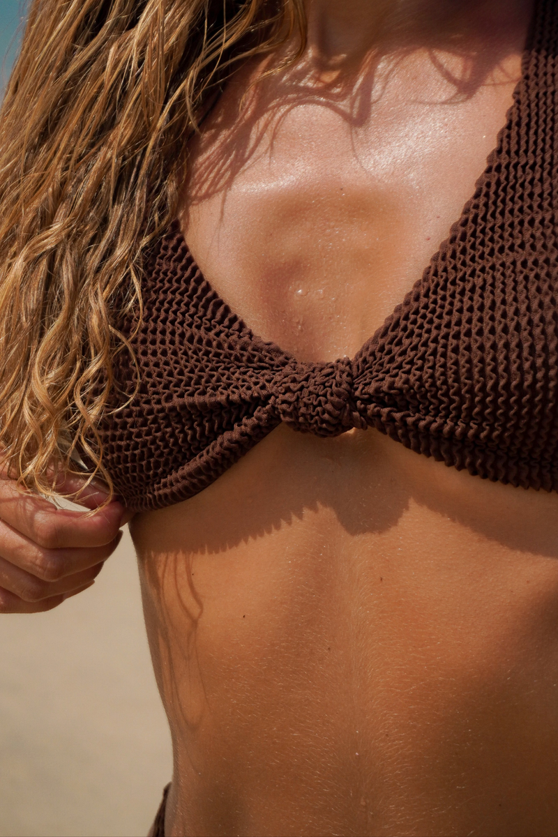 Scrunch 'Coffee' Knot Bikini Top