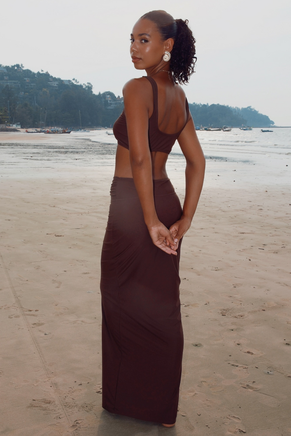 'Kololi' Coffee Nautilus Maxi Skirt