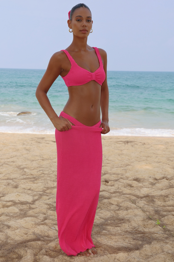 'Raspberry' Scrunch Maxi Skirt