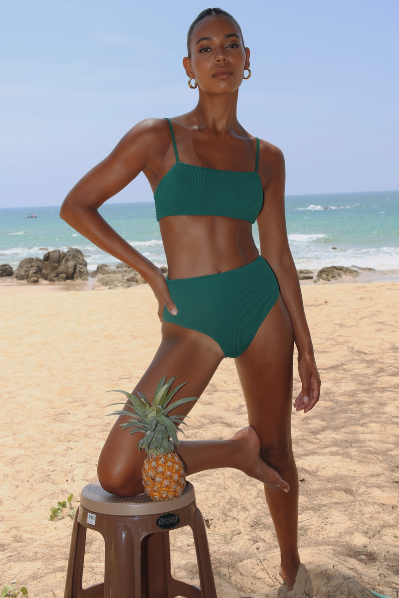'Pine' Scrunch Crop Bikini Top